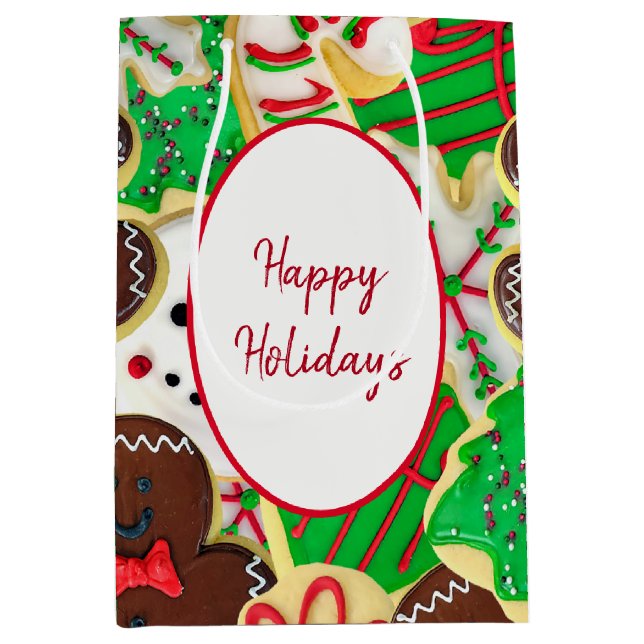 Bolsa De Regalo Mediana Galletas de Azúcar de Navidad  (Anverso)