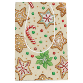 BOLSA DE REGALO MEDIANA GALLETAS DE JENGIBRE DE NAVIDAD Y CAÑAS DE DULCE