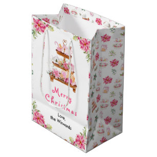 Bolsa De Regalo Mediana Galletas Navideñas y Chocolate Rosa Feliz Navidad