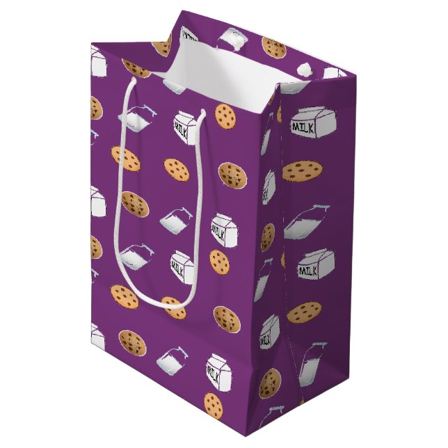 Bolsa De Regalo Mediana Galletas y leche en morado (Angulo Anverso)