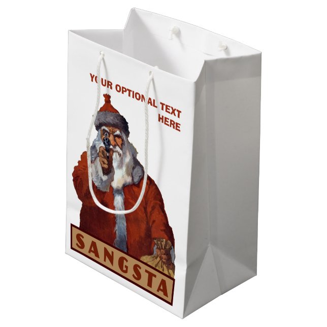 Bolsa De Regalo Mediana Gangsta Santa personalizado (Angulo reverso)