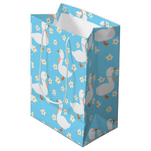 Bolsa De Regalo Mediana Ganso blanco y margaritas