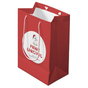 Bolsa De Regalo Mediana Ganso Pato de Navidad Personalizado Acuarela