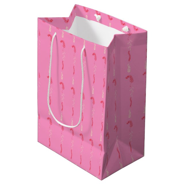 Bolsa De Regalo Mediana Garabatos florales en rosa (Angulo Anverso)