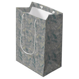 Bolsa De Regalo Mediana Garabatos florales sobre gris