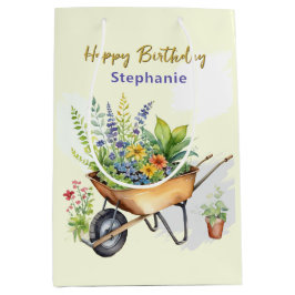 Bolsa De Regalo Mediana Garden Wheelbarrow Happy Birday Personalizado