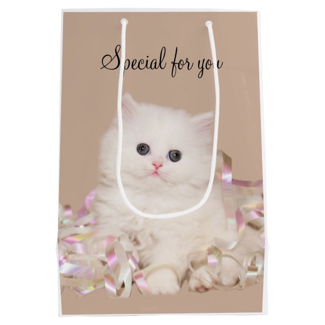 Bolsa De Regalo Mediana Gatito blanco (Reverso)