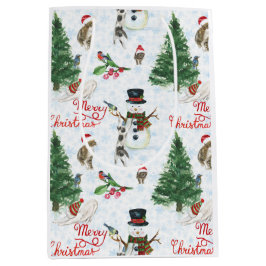 Bolsa De Regalo Mediana Gatitos de Navidad y muñecos de nieve