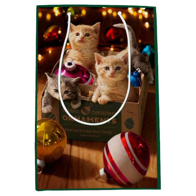 Bolsa De Regalo Mediana Gatitos en caja de ornamentos (Anverso)