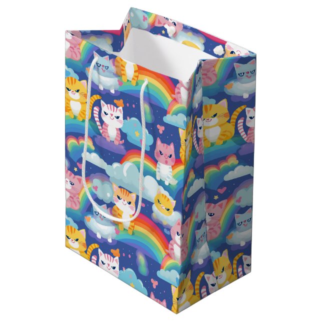 Bolsa De Regalo Mediana Gatitos en el cumpleaños de la niñita en las lluvi (Angulo Anverso)