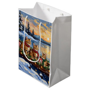 Bolsa De Regalo Mediana Gato Abisinio Navidad Barco Fiesta
