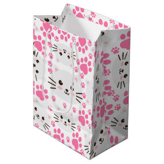 Bolsa De Regalo Mediana Gato blanco y papa rosa