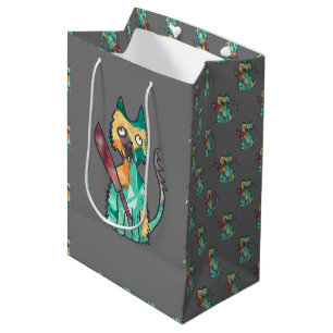 Bolsa De Regalo Mediana gato con cuchillo