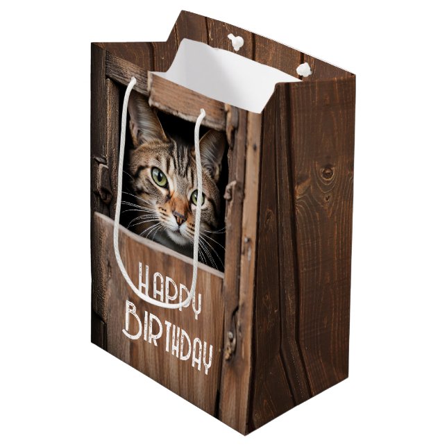 Bolsa De Regalo Mediana Gato De Barn Para Cumpleaños (Angulo Anverso)