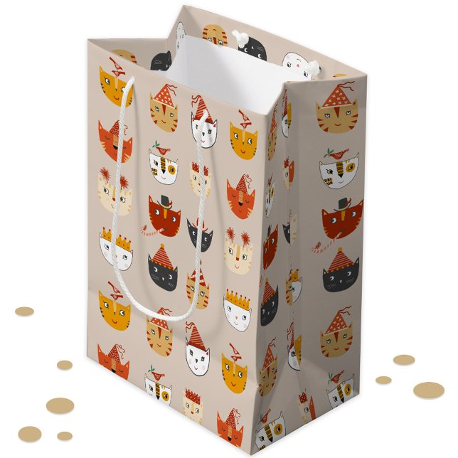 Bolsa De Regalo Mediana Gato de Fiesta cutáneo (Fun party cats gift bag)