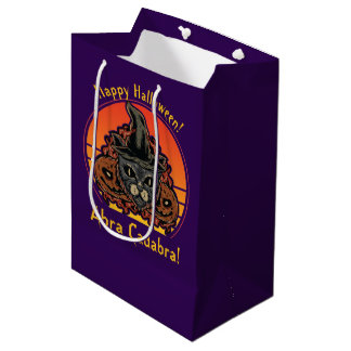 Bolsa De Regalo Mediana Gato de Halloween en el Gorra de brujas Abra Cadab