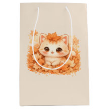 Gato de Hoja de Otoño Kawaii – Gato de Otoño Acoge