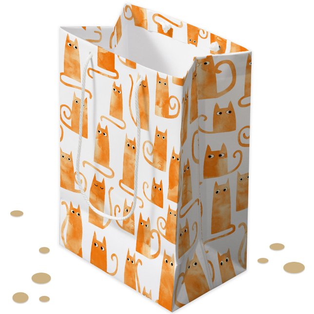 Bolsa De Regalo Mediana Gato de Naranja divertido (Fun orange ginger cat pattern gift bag)