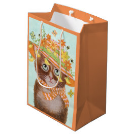 Bolsa De Regalo Mediana Gato de Pascua en el capo de Pascua con las
