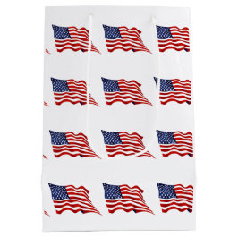 Bolsa De Regalo Mediana Gato de rayas patrióticas de la libertad de Améric