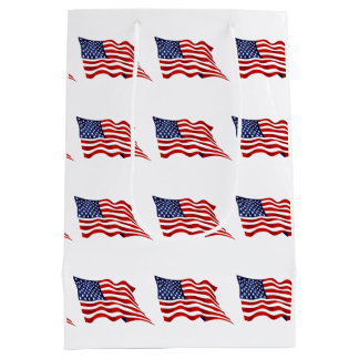 Bolsa De Regalo Mediana Gato de rayas patrióticas de la libertad de Améric