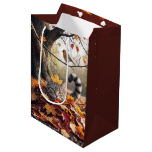 Bolsa De Regalo Mediana Gato de Tabby en un mosaico de hojas caídas