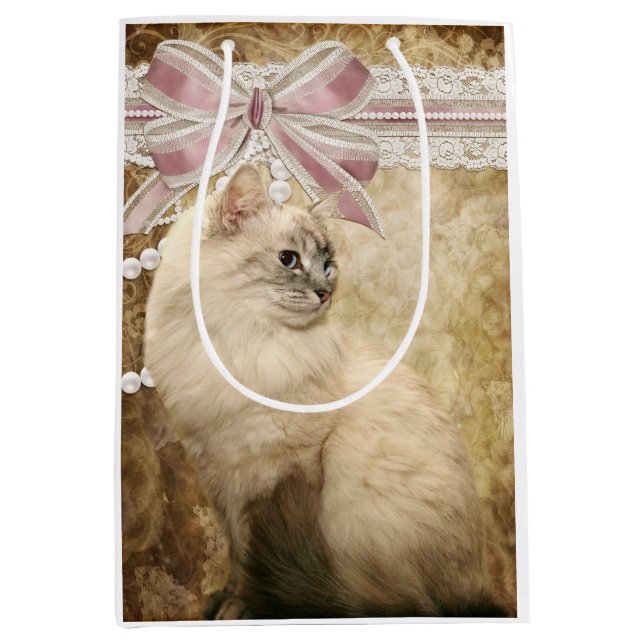 Bolsa De Regalo Mediana Gato elegante hermoso del gatito (Anverso)
