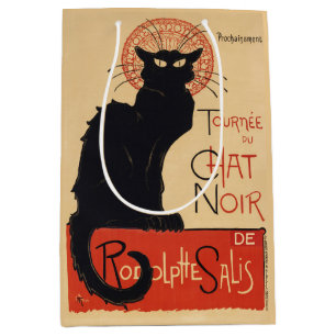Bolsa De Regalo Mediana Gato negro chic Art Nouveau de Steinlen Grabado Vi