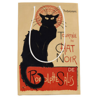 Bolsa De Regalo Mediana Gato negro chic Art Nouveau de Steinlen Grabado Vi