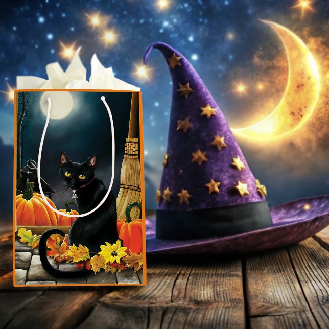 Bolsa De Regalo Mediana Gato negro de Halloween (Subido por el creador)