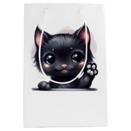 Bolsa De Regalo Mediana Gato negro de Kawaii Adorable