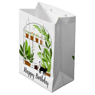 Bolsa De Regalo Mediana Gato negro en cumpleaños de Greenhouse