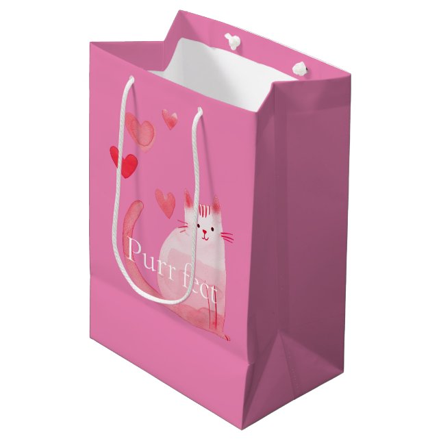 Bolsa De Regalo Mediana Gato Pink Purrfect (Angulo Anverso)