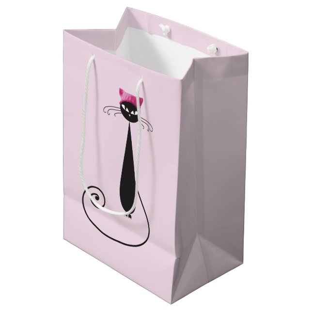Bolsa De Regalo Mediana Gato rosado del gatito del gorra (Angulo Anverso)