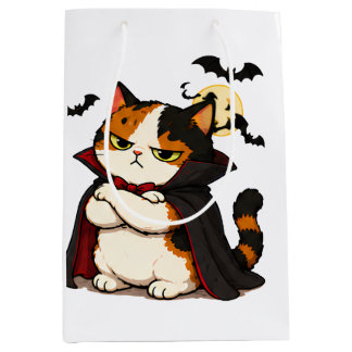 Bolsa De Regalo Mediana Gato vampiro gruñón de Halloween 