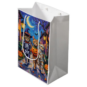 Bolsa De Regalo Mediana Gatos abisinios pidiendo dulces en disfraces de Ha