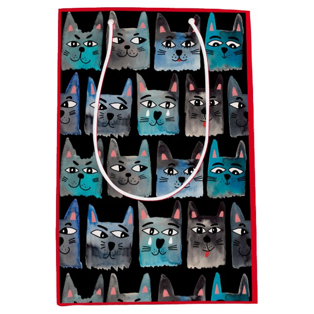 Bolsa De Regalo Mediana Gatos azules (Anverso)