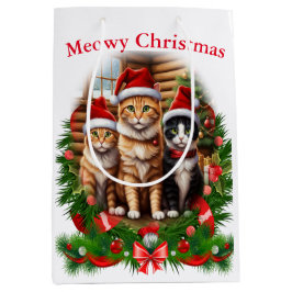 Bolsa De Regalo Mediana Gatos de Navidad