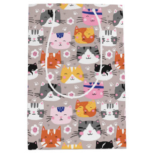 Bolsa De Regalo Mediana Gatos Lindos Coloridos