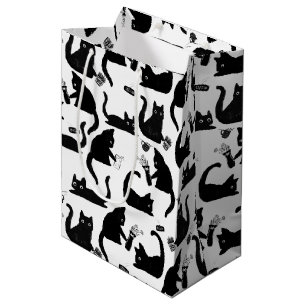 Bolsa De Regalo Mediana Gatos malos golpeando a las cosas