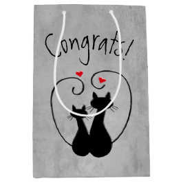 Bolsa De Regalo Mediana Gatos negros con corazones 