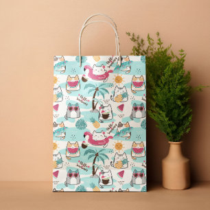 Bolsa De Regalo Mediana Gatos tropicales de verano pastel