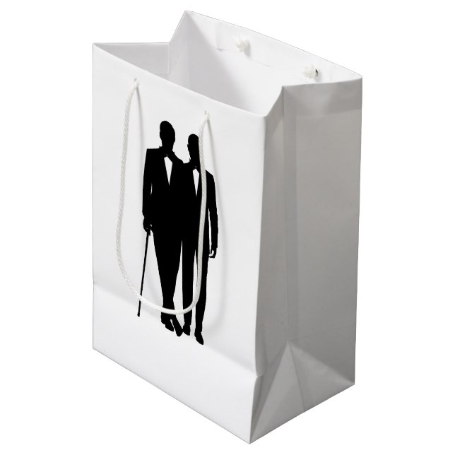 Bolsa De Regalo Mediana Gay Boda Grooms (Angulo Anverso)