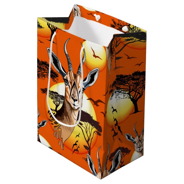 Bolsa De Regalo Mediana Gazelle Animal salvaje Antelope africano (Angulo Anverso)