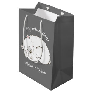 Bolsa De Regalo Mediana Género gris intenso de oso polar Baby Shower neutr