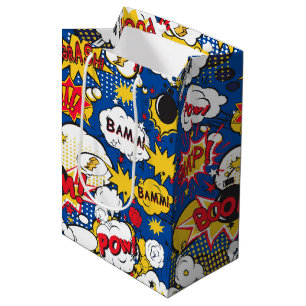 Bolsa De Regalo Mediana genial súper héroe palabra arte mosaico patrón
