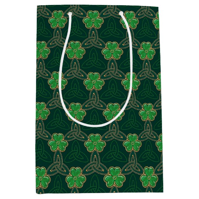 Bolsa De Regalo Mediana Geometric St Patricks day Celtic Triskele Shamrock (Anverso)
