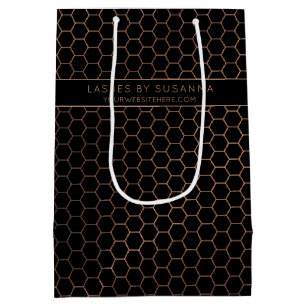 Bolsa De Regalo Mediana Geométrica de oro negro y Rosa de moda