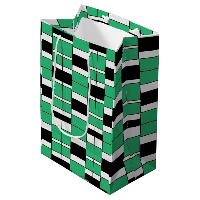 Bolsa De Regalo Mediana Geométrica del Siglo Medio Verde Negro (Angulo Anverso)