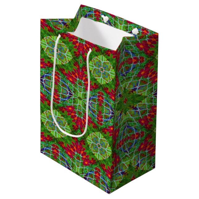 Bolsa De Regalo Mediana Geométrico rojo, verde y azul (Angulo Anverso)